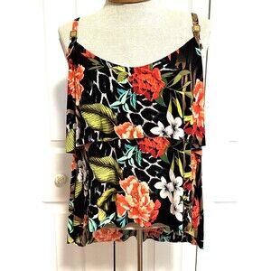 NWT Magicsuit Women Black Tropical Floral Colorful Tankini Top Size 8